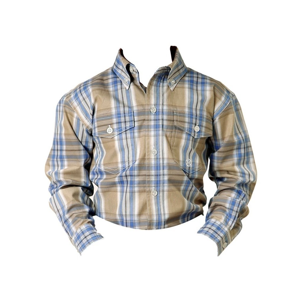 Roper Western Shirt Boys Long Sleeve Tan 03-030-0378-5011 TA Image 1