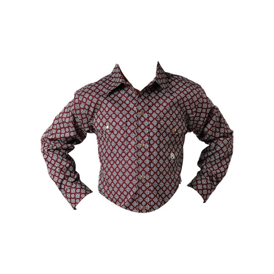 Roper Western Shirt Boys L/S Amarillo Snap Wine 03-030-0225-6010 WI Image 1