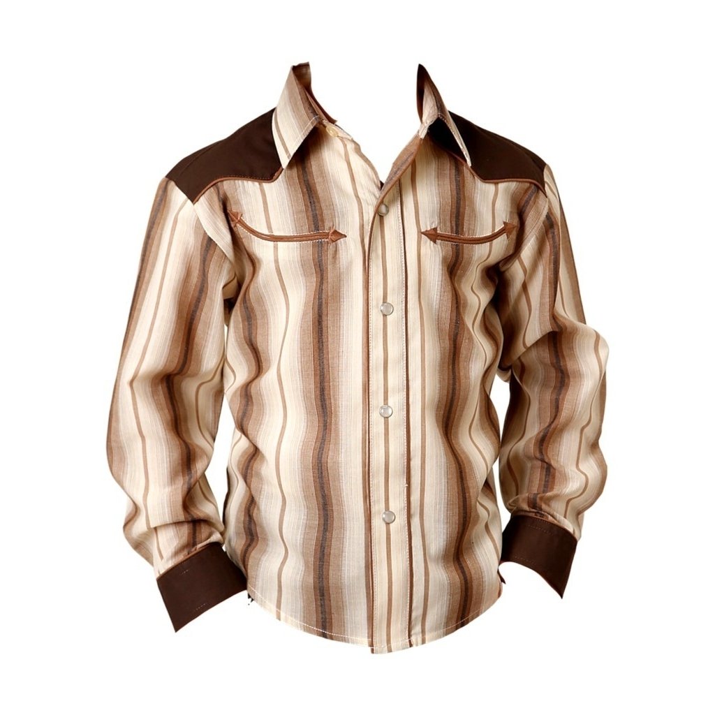 Roper Western Shirt Boys L/S Ombre Stripe Brown 01-030-0087-0668 BR Image 1