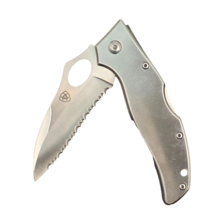 Ariat Western Knife Folding Serrated Stainless Steel Clip A710010036 Image 1