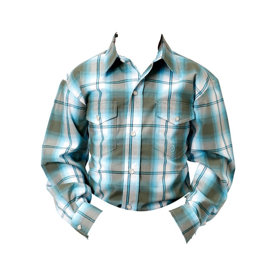 Roper Western Shirt Boys L/S Plaid Snap Green 03-030-0278-5014 GR Image 1