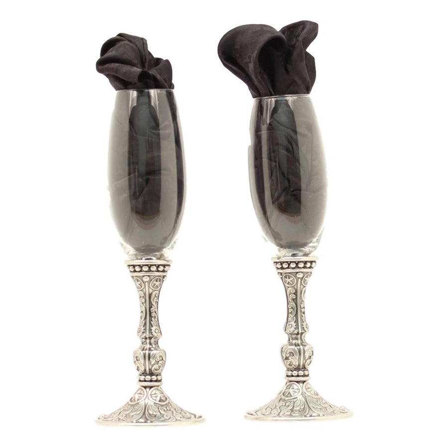 Western Moments Champagne Glass Set Flute 2 Piece Silver 94847 Image 1