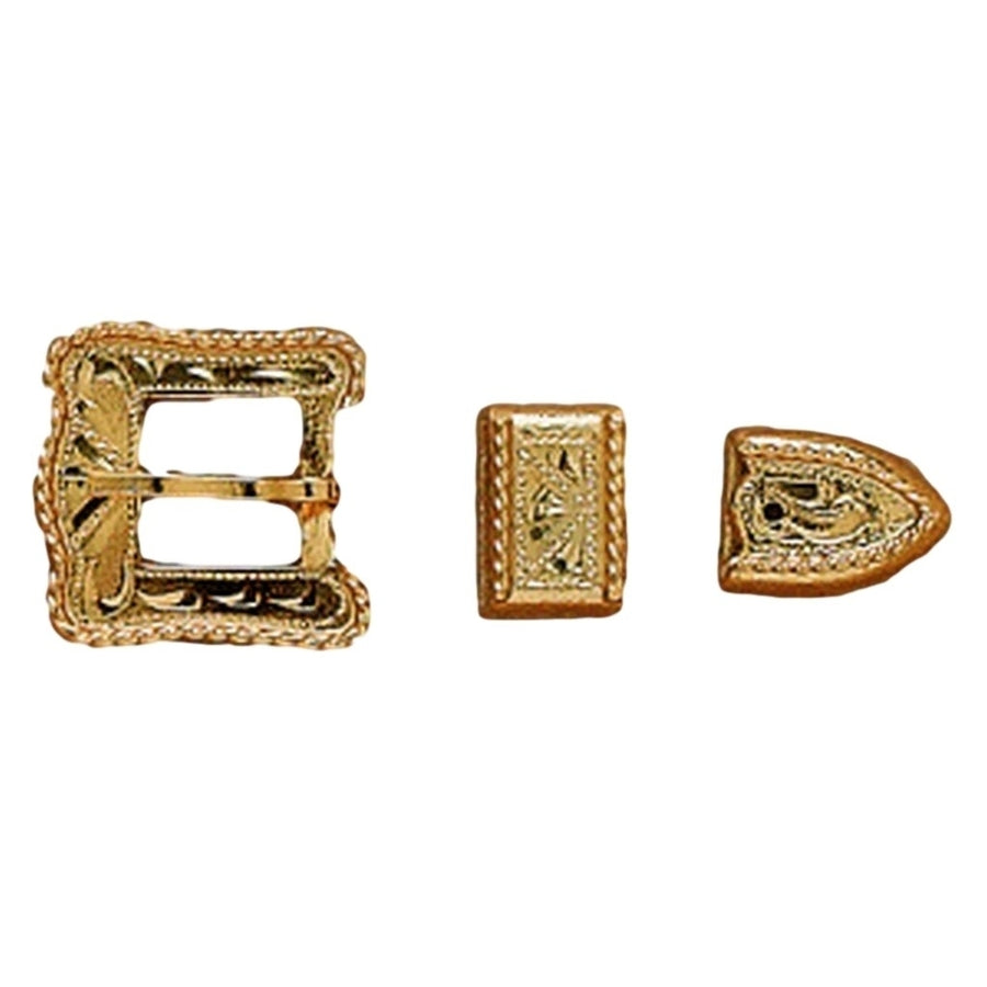 MandF Western Hat Band Buckle Quality 3 Piece Set 3/8" Gold 01122 Image 1