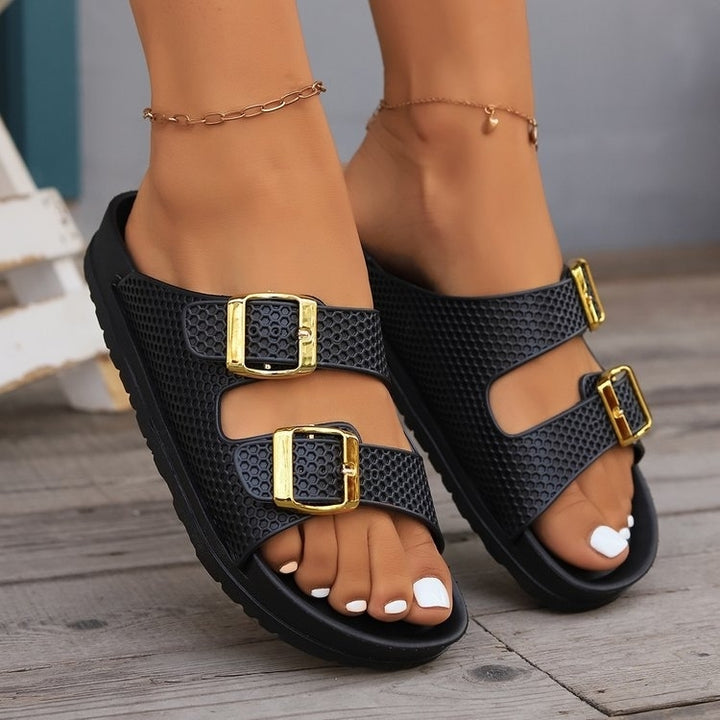 Double Buckle Open Toe Sandals Image 4