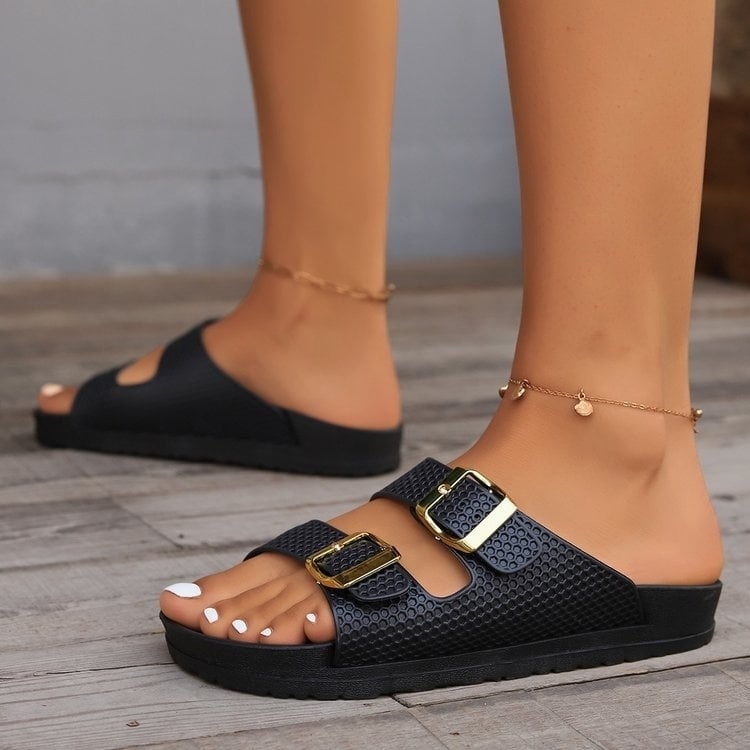 Double Buckle Open Toe Sandals Image 6