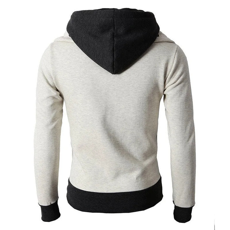 Mens Zip UP Hooded Jacket Fake Two Piece Sports Cardigan Casual Slim Sweatshirt Jacket Image 4