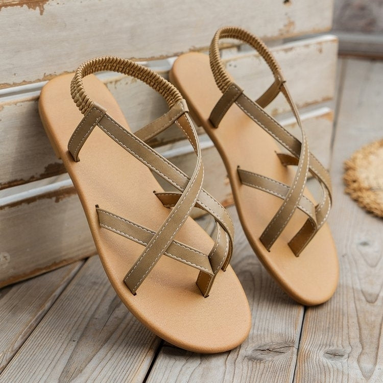 PU Leather Crisscross Flat Sandals Image 9