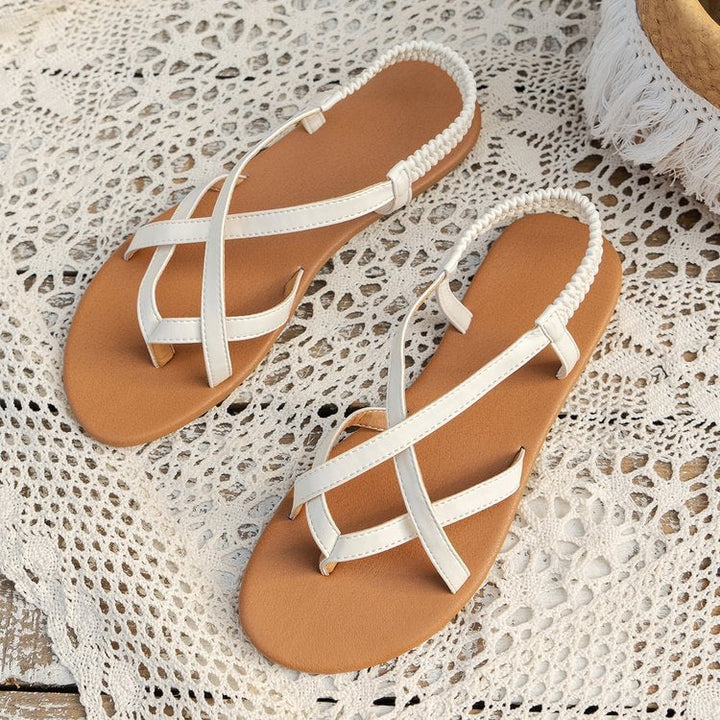 PU Leather Crisscross Flat Sandals Image 11