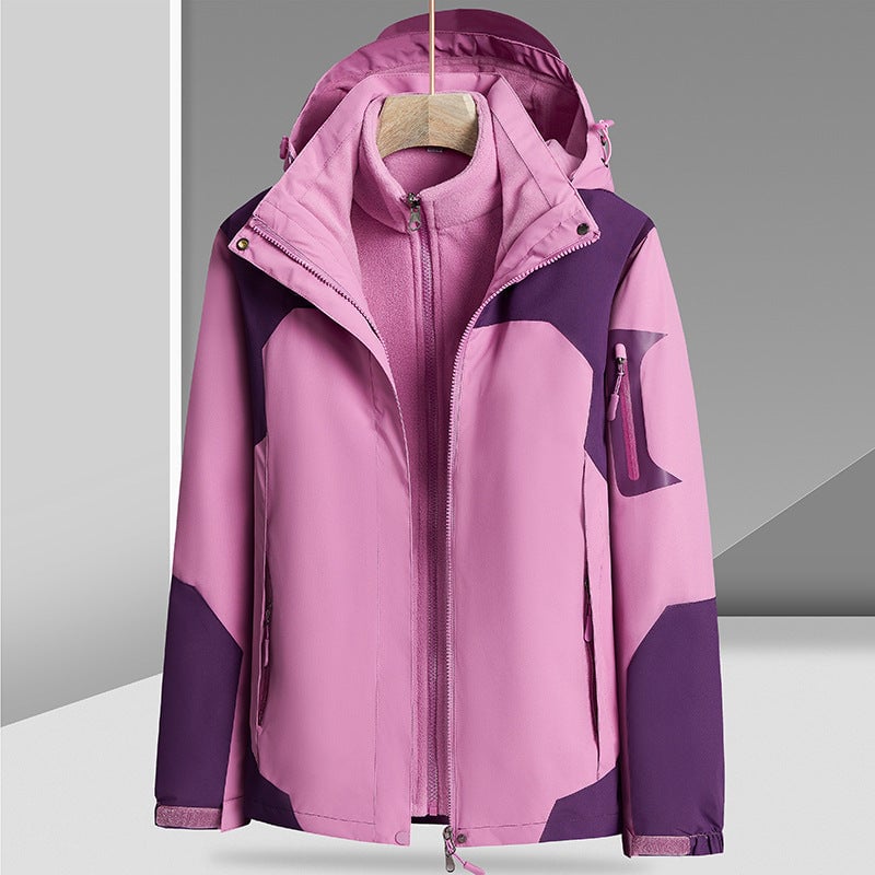 Three-in-one Removable Liner With Velvet Thickening Windproof Waterproof Jacket Image 4