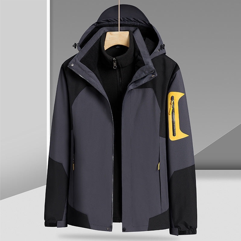 Three-in-one Removable Liner With Velvet Thickening Windproof Waterproof Jacket Image 6