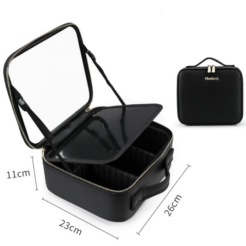 Smart LED Cosmetic Case With Mirror Cosmetic Bag Large Capacity Fashion Portable Storage Bag Travel Makeup Bags Image 2