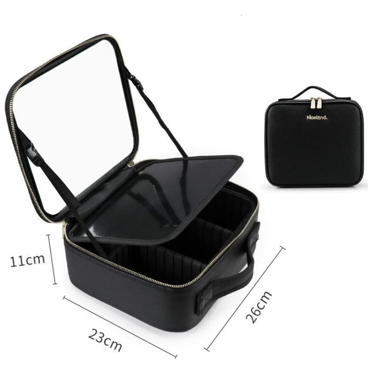 Smart LED Cosmetic Case With Mirror Cosmetic Bag Large Capacity Fashion Portable Storage Bag Travel Makeup Bags Image 1