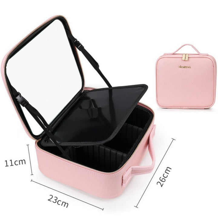 Smart LED Cosmetic Case With Mirror Cosmetic Bag Large Capacity Fashion Portable Storage Bag Travel Makeup Bags Image 4