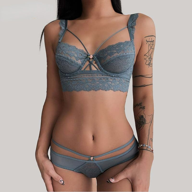 Women Fashion Classic Bandage Bra Set Lingerie Push Up Transparent Brassiere Lace Underwear Set Temptation Panties Image 1