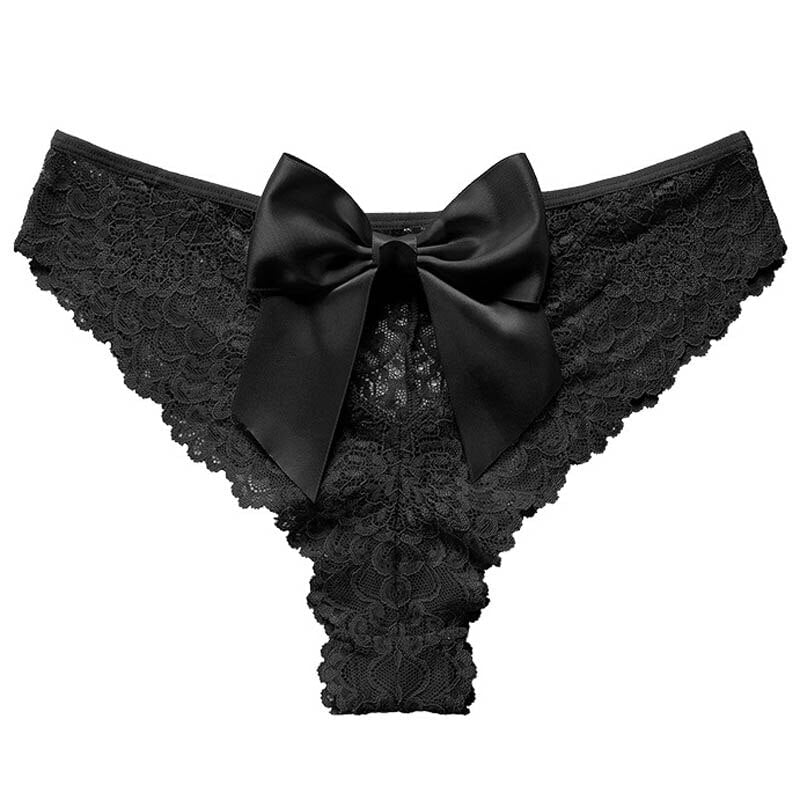 Women Fashion Amazing Lingerie G String Lace Underwear Femal Bow Thong Female Low-waist Transparent Lingerie Image 4