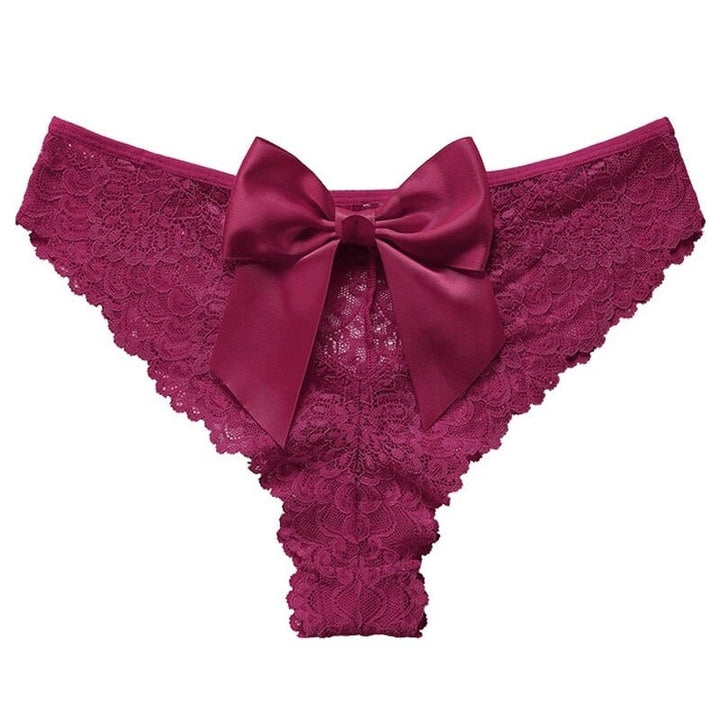 Women Fashion Amazing Lingerie G String Lace Underwear Femal Bow Thong Female Low-waist Transparent Lingerie Image 6