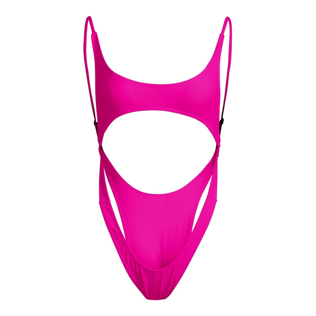 Dynamo One Piece Swimsuit Grenada Hot Pink High Waisted Underboob Cut Size S Image 4