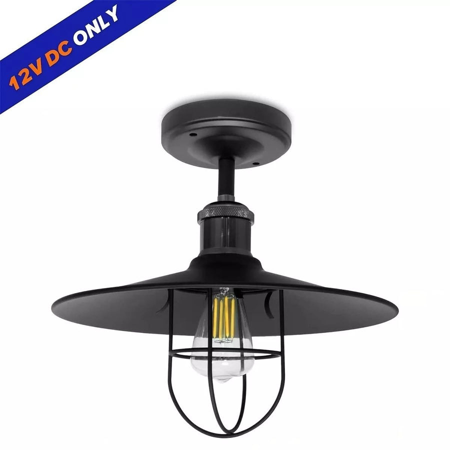 12V RV LED Ceiling Light Matte Black 9.5in Vintage Style 3500K for Trailer Kitchen Image 1