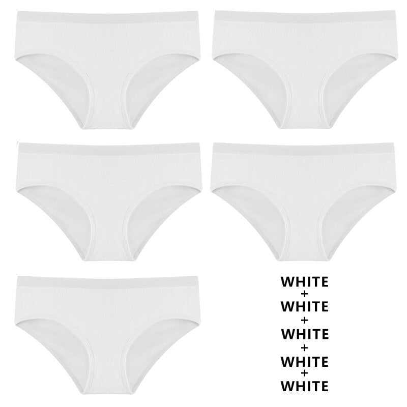 Women Fashion 5PCS Set Panties Cotton Underwear Solid Color Briefs Girls Low-Rise Soft Panty Underpants Female Lingerie Image 4