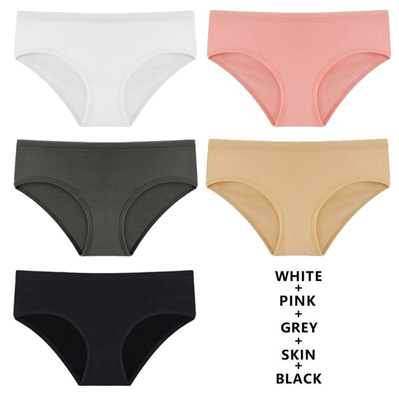 Women Fashion 5PCS Set Panties Cotton Underwear Solid Color Briefs Girls Low-Rise Soft Panty Underpants Female Lingerie Image 10