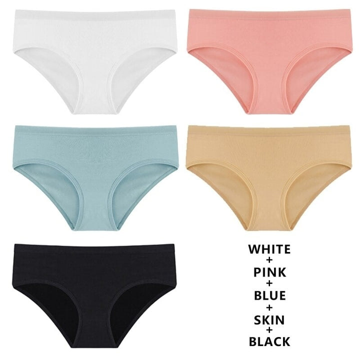 Women Fashion 5PCS Set Panties Cotton Underwear Solid Color Briefs Girls Low-Rise Soft Panty Underpants Female Lingerie Image 11