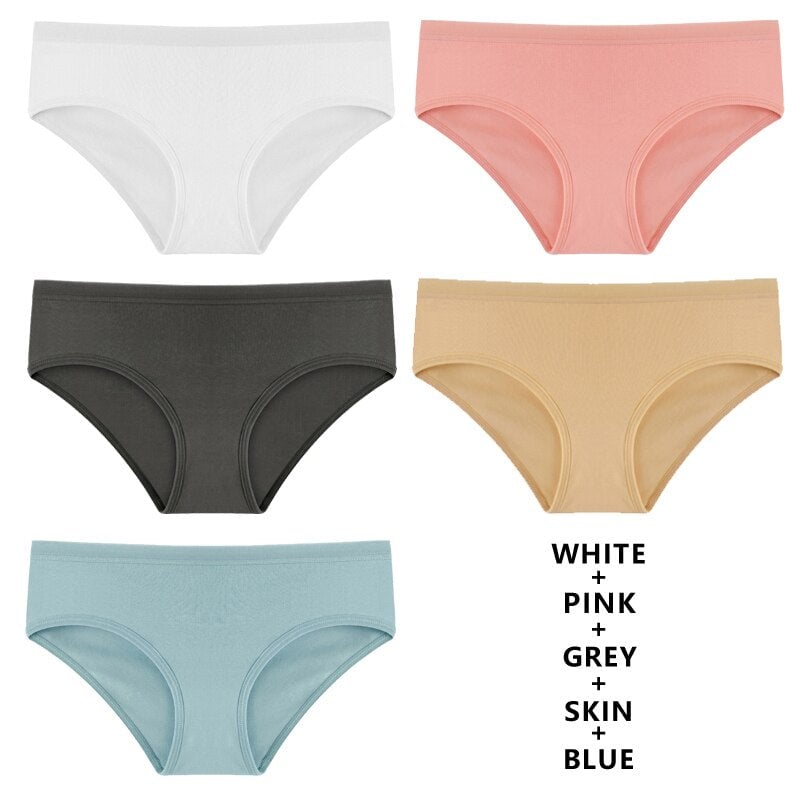 Women Fashion 5PCS Set Panties Cotton Underwear Solid Color Briefs Girls Low-Rise Soft Panty Underpants Female Lingerie Image 12