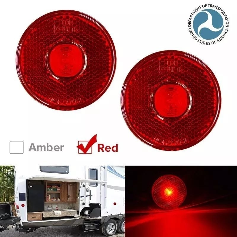 2PCS 12V Red LED Round Marker Clearance Lights Waterproof for Trailer Truck Image 1