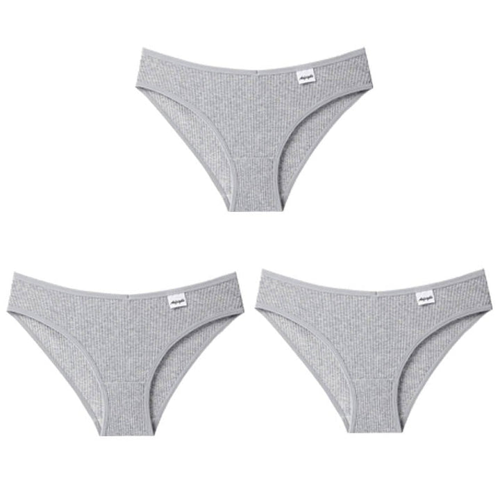 Women Fashion 3PCS/Set Panties Striped Underwear Solid Color Briefs Low-Rise Soft Panty Underpants Female Lingerie Image 10