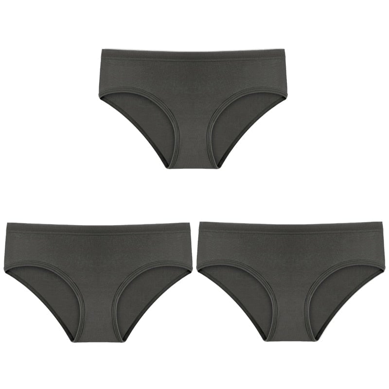 Women Fashion 3PCS/Set Panties Underwear Solid Color Briefs Low-Rise Soft Panty Underpants Female Lingerie Image 7