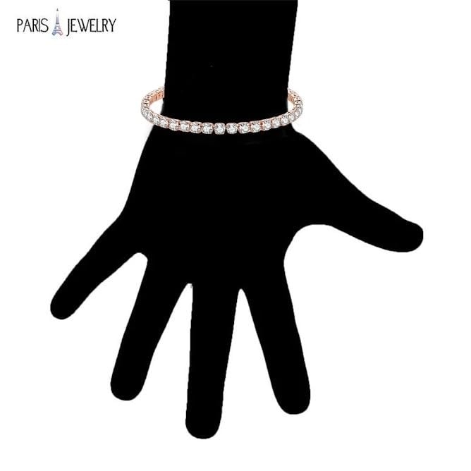 10k Rose Gold 6 Cttw Created Cubic Zirconia Round Adjustable Tennis Plated Bracelet Image 4