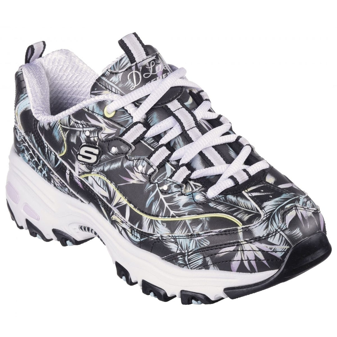 Skechers Womens DLites - Botanical Oasis Sneaker Black/Multi - 149619-BKMT BLACK/MULTI Image 2