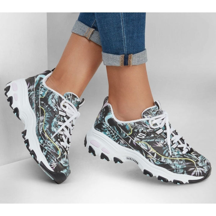 Skechers Womens DLites - Botanical Oasis Sneaker Black/Multi - 149619-BKMT BLACK/MULTI Image 4