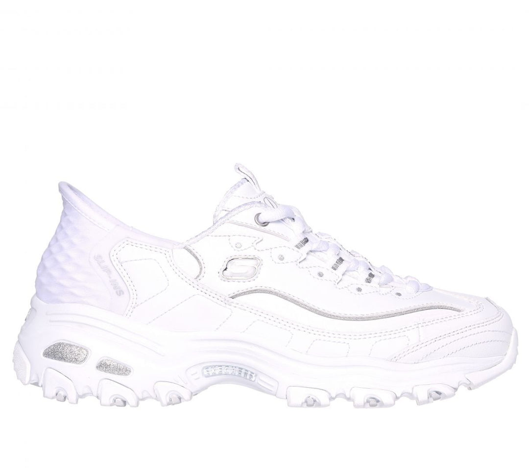 Skechers Womens DLites - Scene Sneaker White/Silver - 150031-WSL WHITE/SILVER Image 1