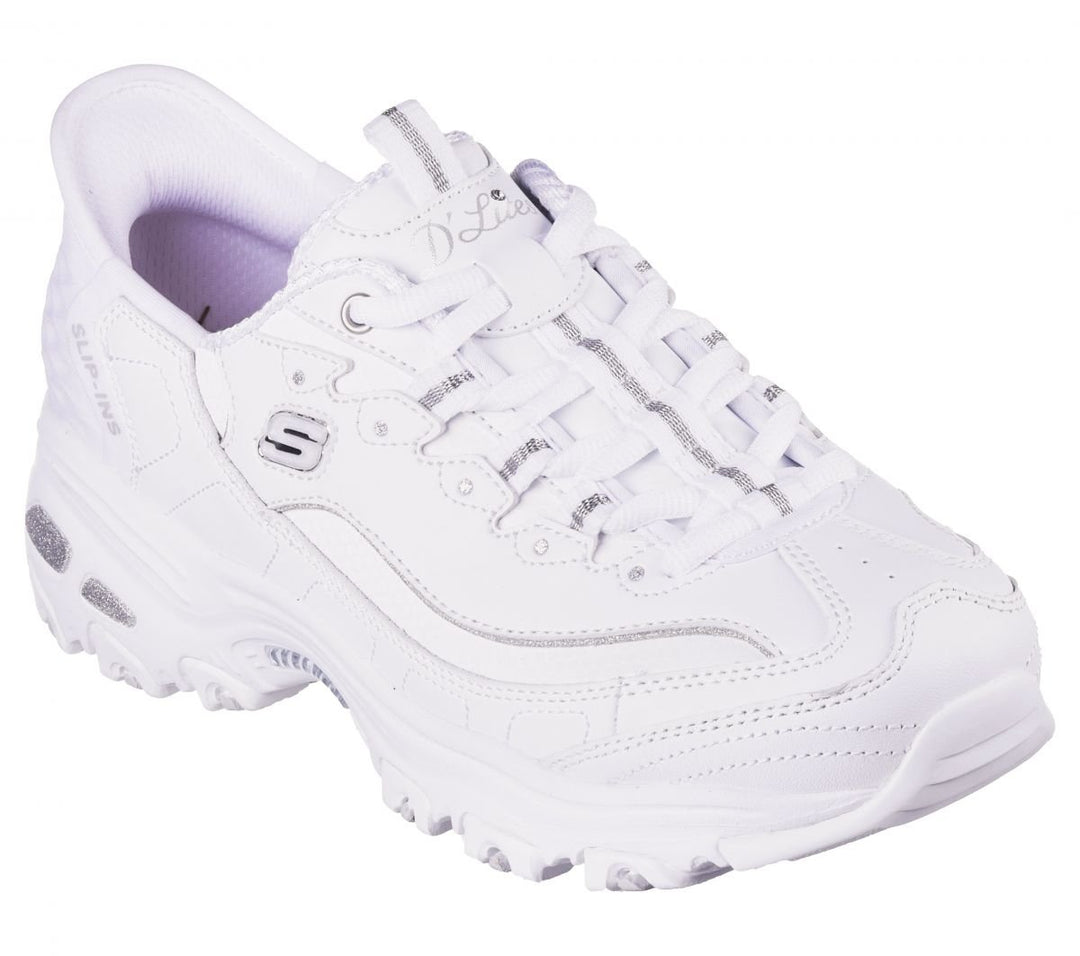 Skechers Womens DLites - Scene Sneaker White/Silver - 150031-WSL WHITE/SILVER Image 2