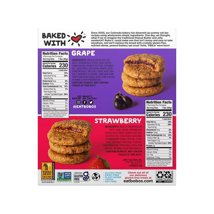 Bobos PBandJ Oat Snacks Variety Pack 2.1 Ounce (Pack of 18) Image 3