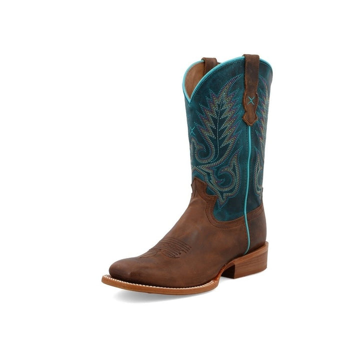 Twisted X Western Boots Womens Dark Chocolate Ocean Blue WRAL018 Image 1