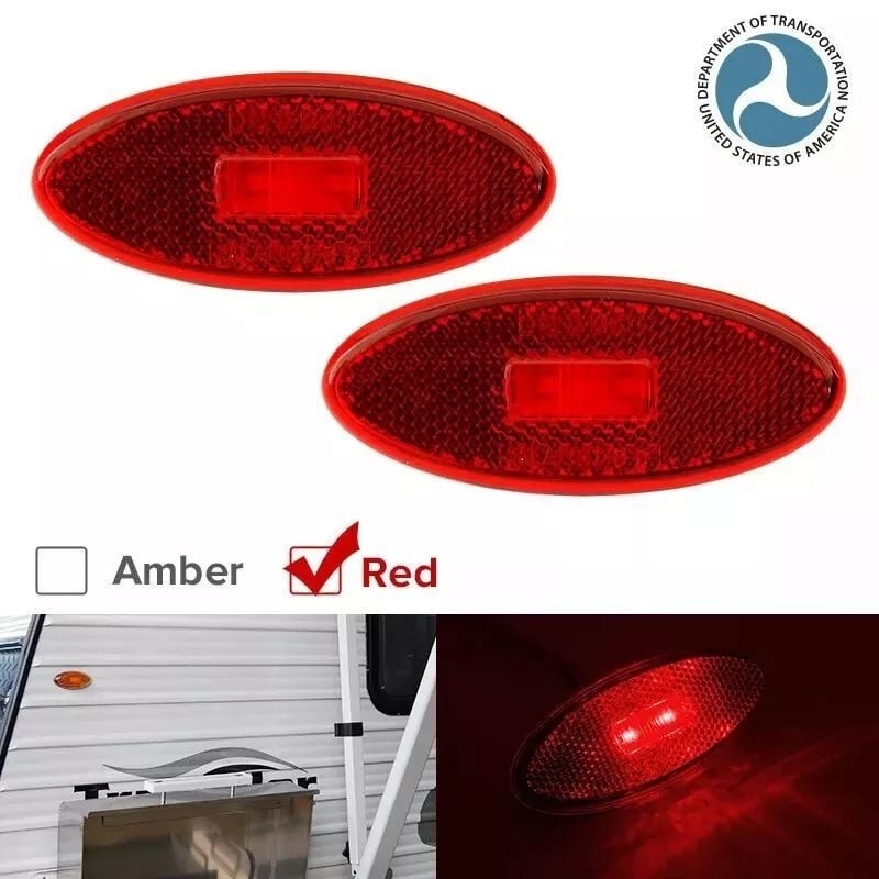 2PCS 12V LED Red Trailer Marker Lights Waterproof PC Side Clearance Lights Image 1