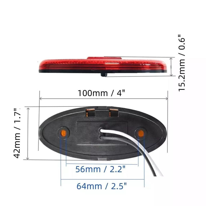 2PCS 12V LED Red Trailer Marker Lights Waterproof PC Side Clearance Lights Image 4