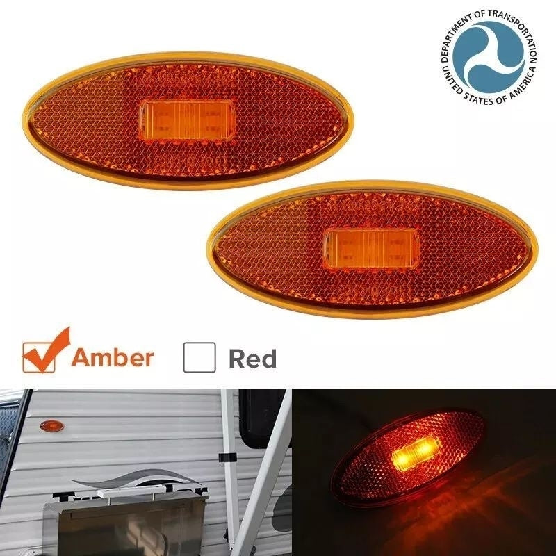 2PCS 12V LED Amber Trailer Side Marker Lights Waterproof Auto RV Clearance Lights Image 1