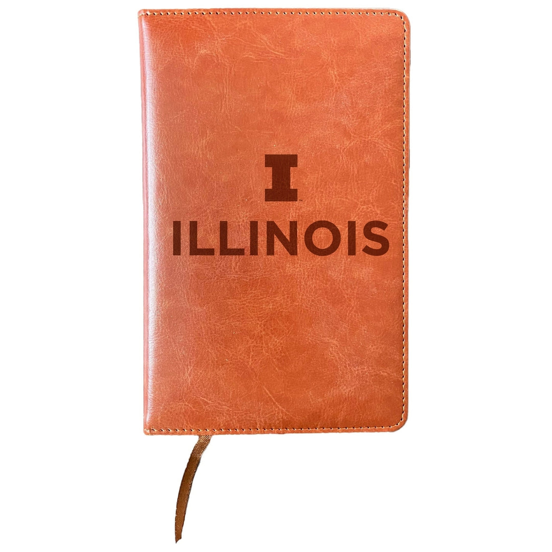 Illinois Fighting Illini Engraved 8" x 5" Leather Journal Officially Licensed Collegiate Product Image 1