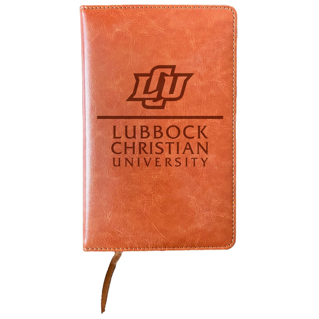 Lubbock Christian University Chaparral Engraved 8" x 5" Leather Journal Officially Licensed Collegiate Product Image 1