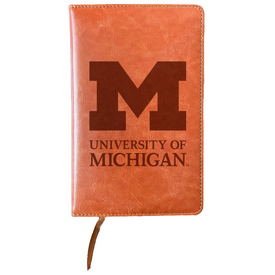 Michigan Wolverines Engraved 8" x 5" Leather Journal Officially Licensed Collegiate Product Image 1