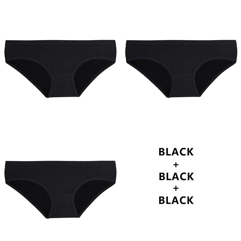 Women Fashion 3Pcs/Lot Panties Cotton Underwear Solid Briefs Girls Low-waist Lingerie G String Soft Breathable Intimates Image 8