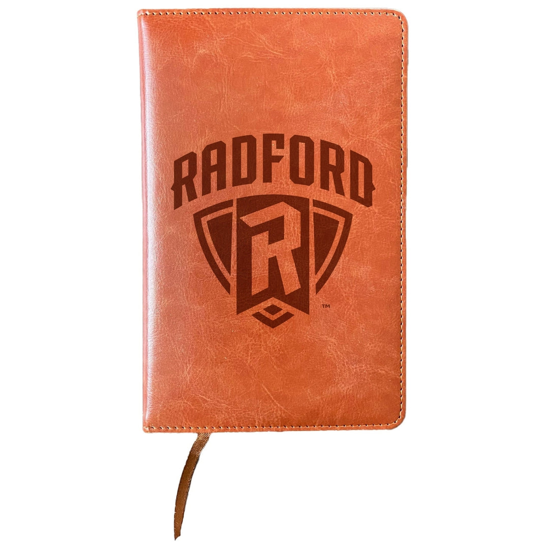 Radford University Highlanders Engraved 8" x 5" Leather Journal Officially Licensed Collegiate Product Image 1