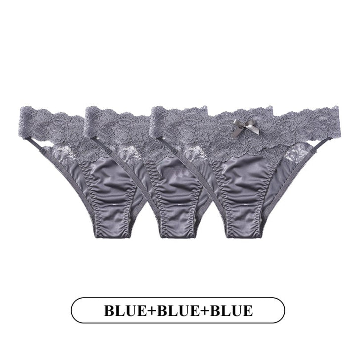 Women Fashion 3Pcs/Lot Lace Panties Low-waist Underwear Female G String Thong Lingerie Temptation Hollow Out Intimates Image 8