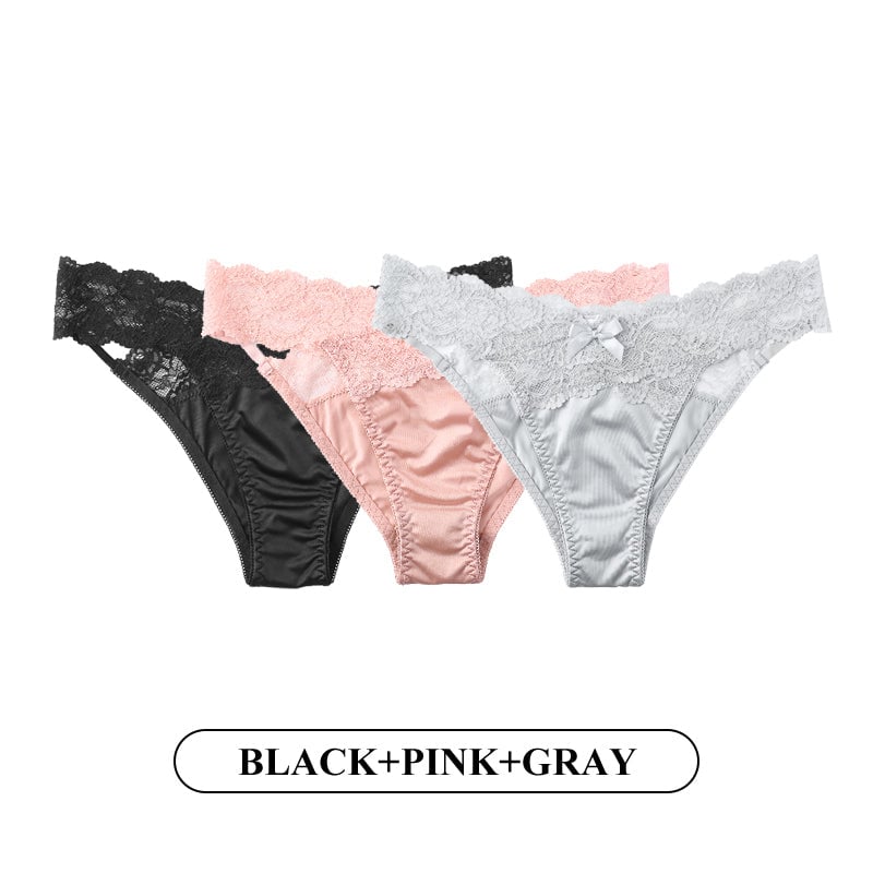 Women Fashion 3Pcs/Lot Lace Panties Low-waist Underwear Female G String Thong Lingerie Temptation Hollow Out Intimates Image 10