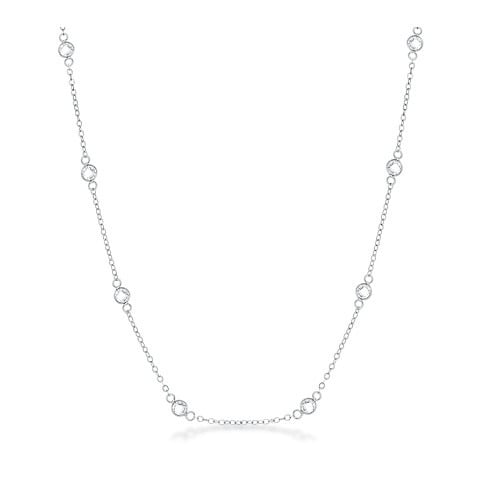 Dg Silver Delights Rhodium Plated Clear CZ Round Bezel Saturn Necklace Image 1