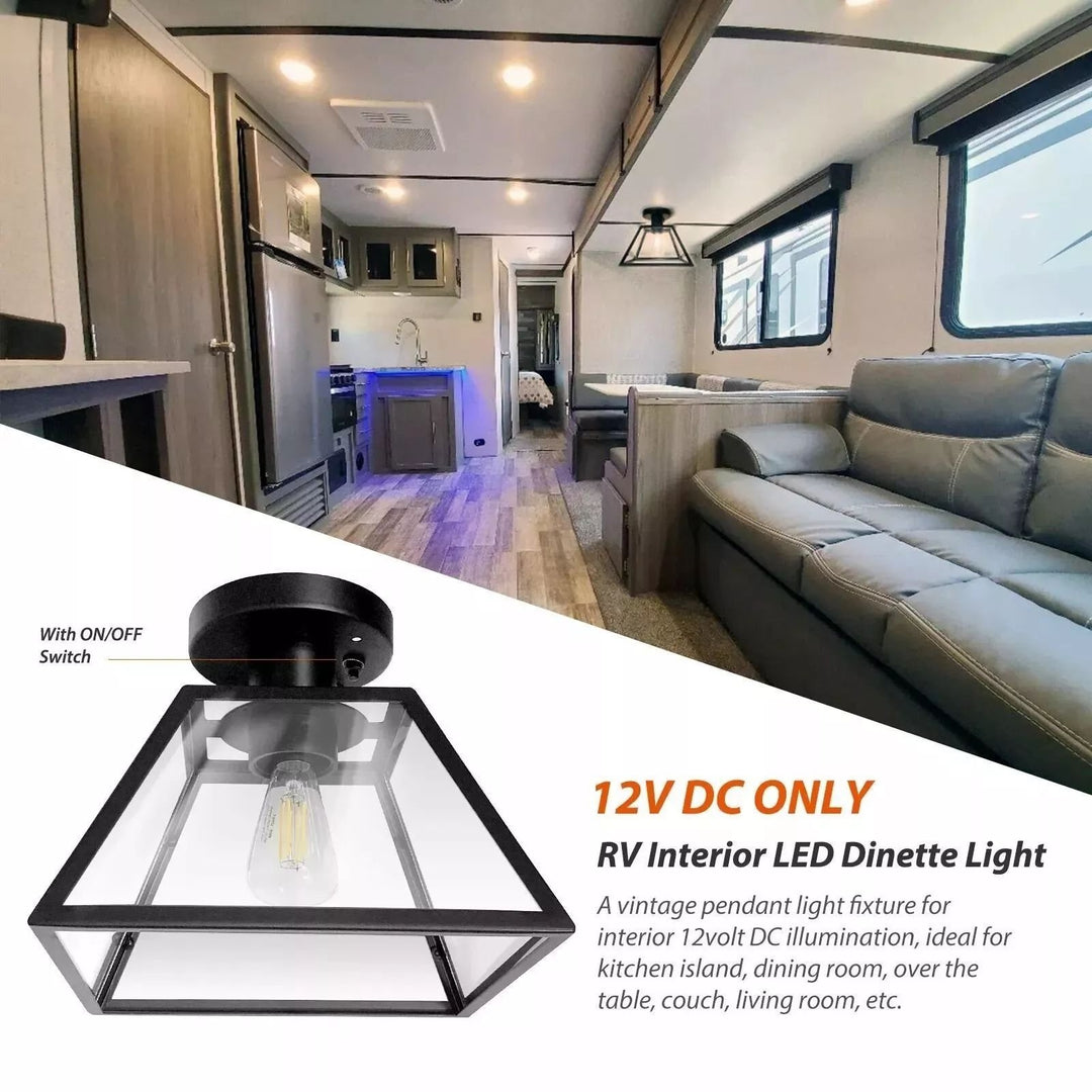 12V LED Pendant Light Modern Trapezoid Design Ceiling Lamp for RV Camper Boat Image 3