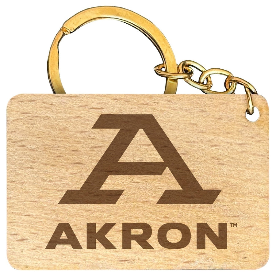 Akron Zips Engraved Flat Wood Keychain 1.5" x 2.5" Officially Licensed Collegiate Product Image 1