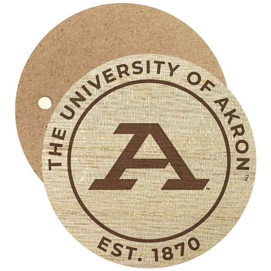 Akron Zips Engraved Round Wooden 2.5" Fridge Magnet Officially Licensed Collegiate Product Image 1